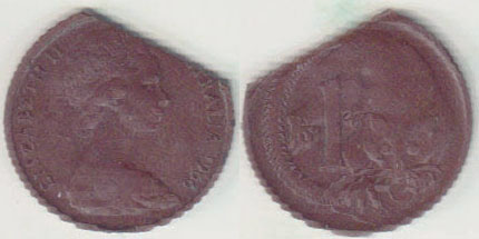 1966 Australia 1 Cent (cut edge) A005083